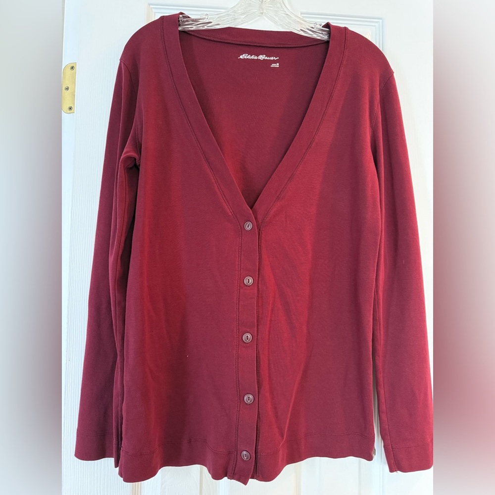Eddie Bauer Women's Burgundy Cardigan